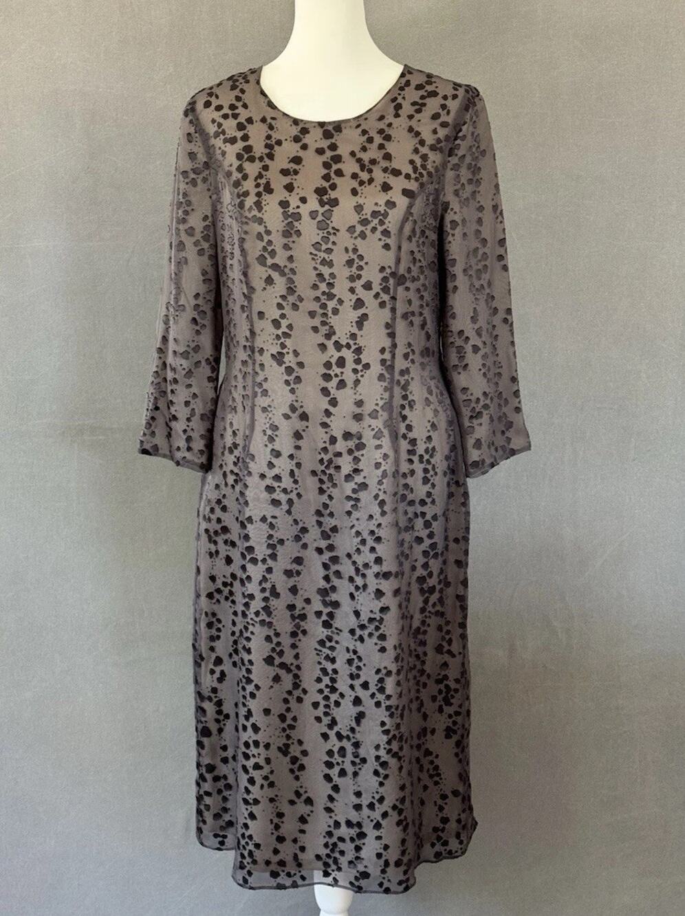 Lia Olson Size 8 Dusty Plum Eggplant Silk Blend Burnout Dress 100% Silk Lined
